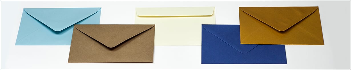 Large selection of colorful C6 envelopes (114 x 162 mm) in various colors and weights