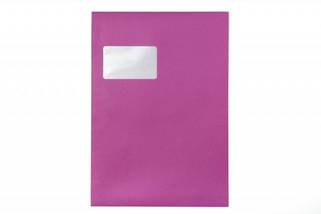 DIN C4 self-adhesive envelopes with window, Pink