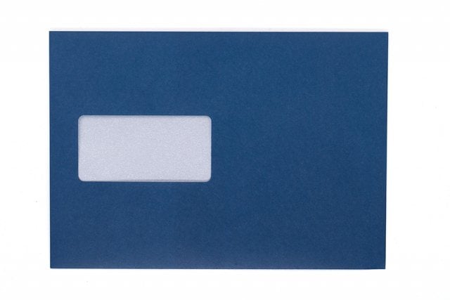 DIN C5 Self-Adhesive Envelopes with Window, Dark Blue Print