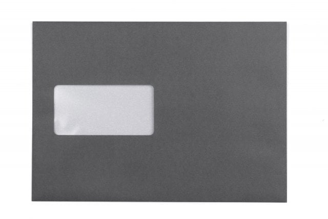DIN C5 Self-Adhesive Envelopes with Window, Dark Grey Print