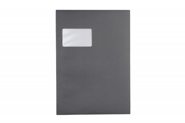 DIN C4 self-adhesive envelopes with window, Dark grey