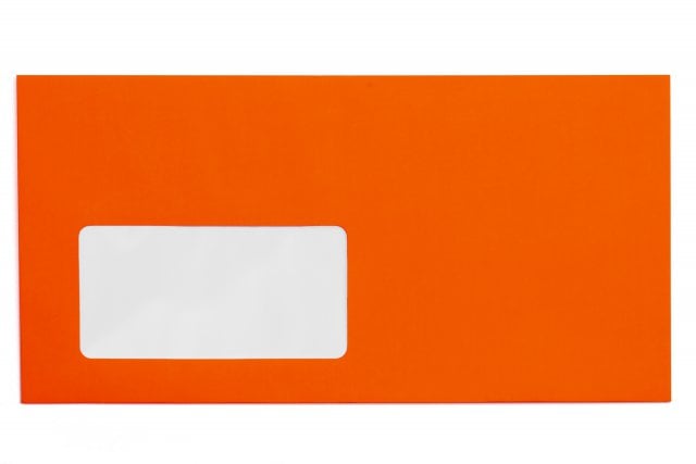 DIN Long envelopes with window, Neon Red