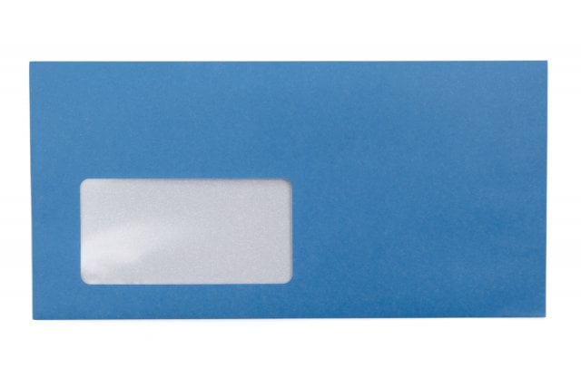 DIN Long Envelopes with Window, Blue Print