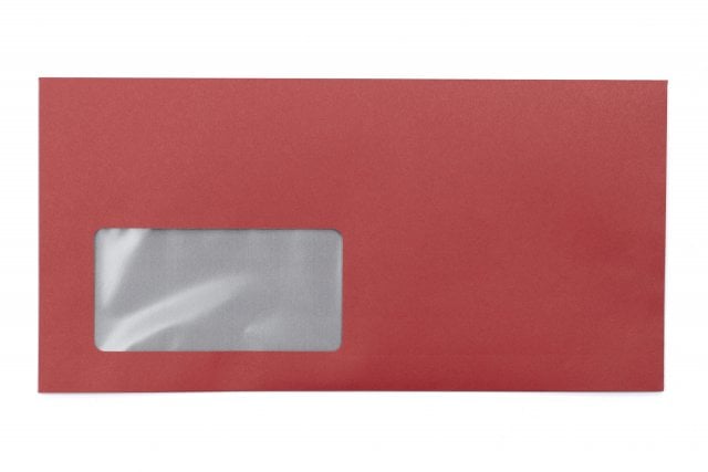 DIN Long+ Envelopes with Window, Red