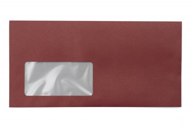 Envelopes DIN Lang+ with Window, Dark Red Print