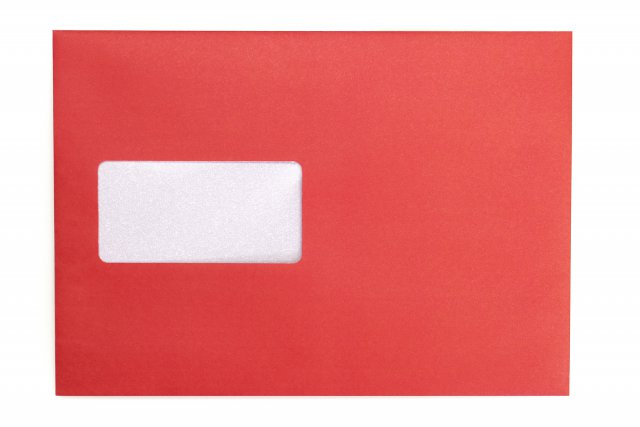 DIN C5 Self-Adhesive Envelopes with Window, Red Print
