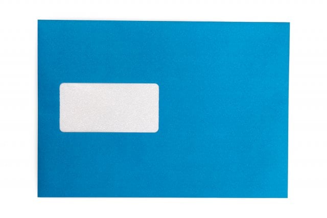 DIN C5 Self-Adhesive Envelopes with Window, Blue Print