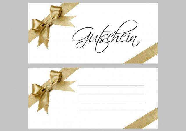 DIN long card, white with print, voucher