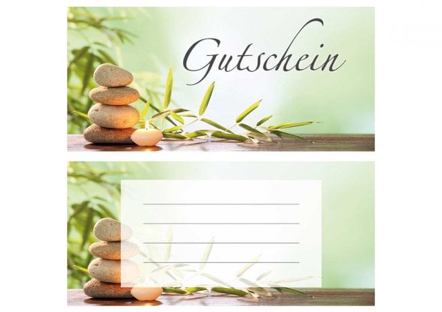 DIN long card, Wellness Green print, voucher