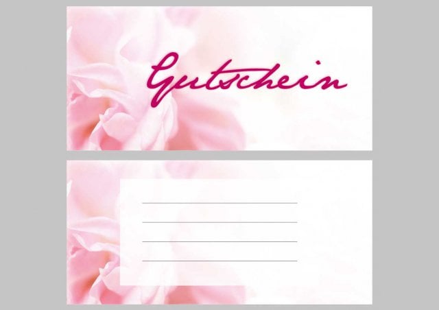 DIN long card, rose print, voucher