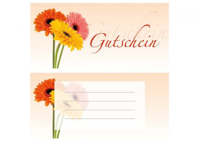 DIN long card, flower print, voucher