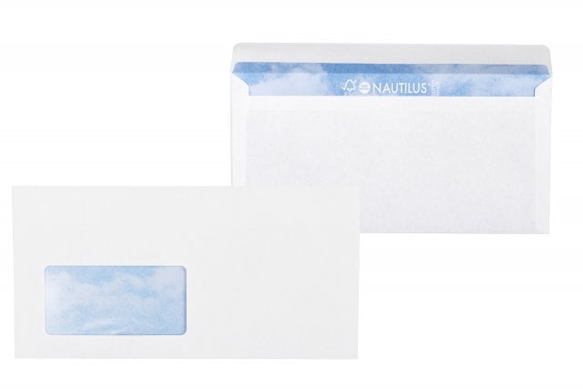 DIN long Self-Adhesive Envelopes, Recycled White with Window