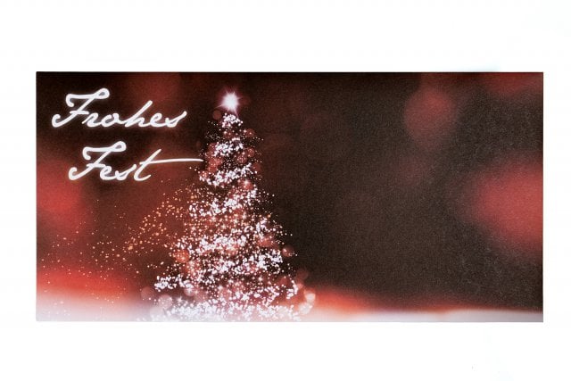 DIN long envelopes, Red print, Christmas Tree