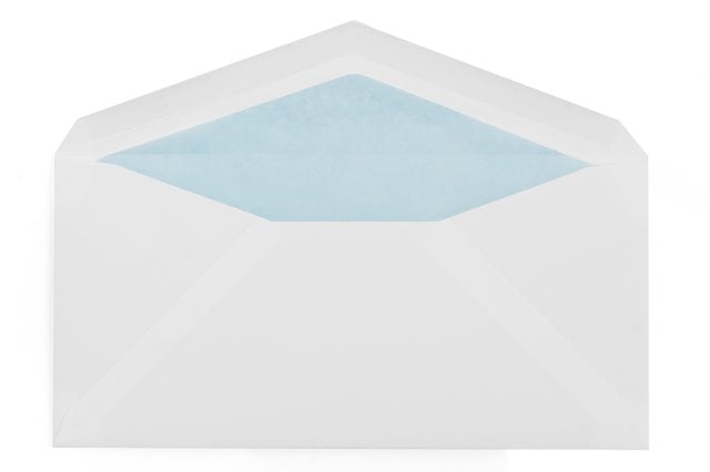 DIN Long Envelopes, White with Light Blue Inner Lining