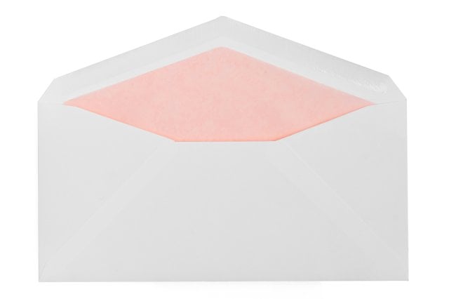 DIN long envelopes, White with Pink lining
