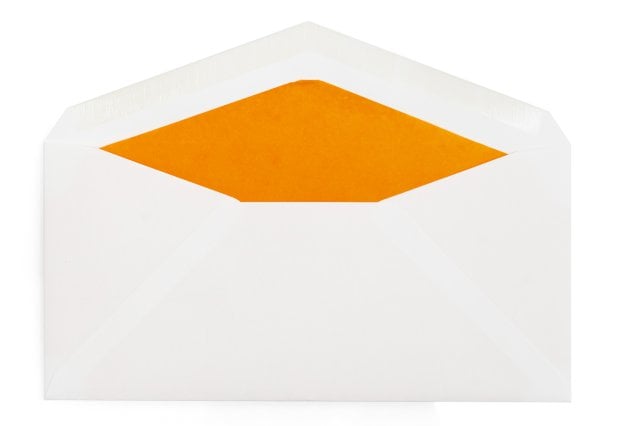 Envelopes DIN long, White with Orange Lining