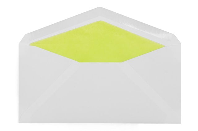 DIN long Envelopes, White with Light Green Lining
