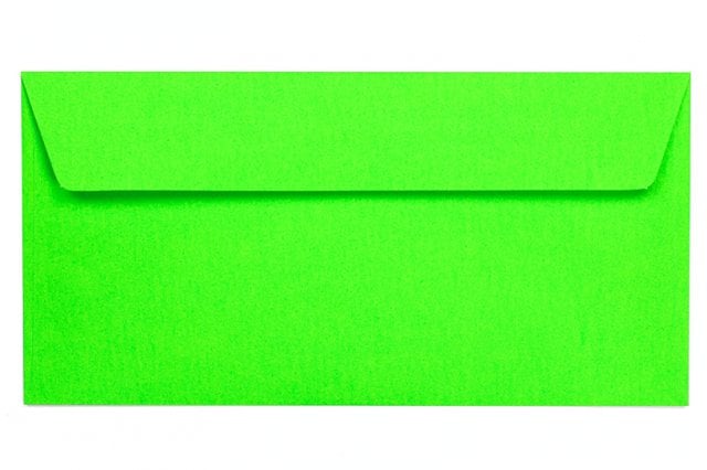 DIN Long Self-Adhesive Envelopes, Neon Green
