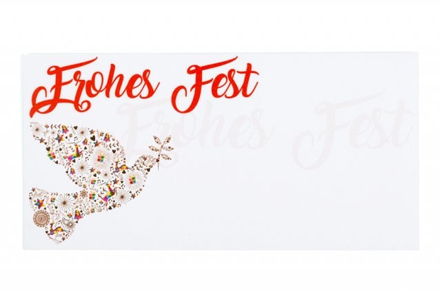 DL Envelopes, White with Print, Christmas Dove
