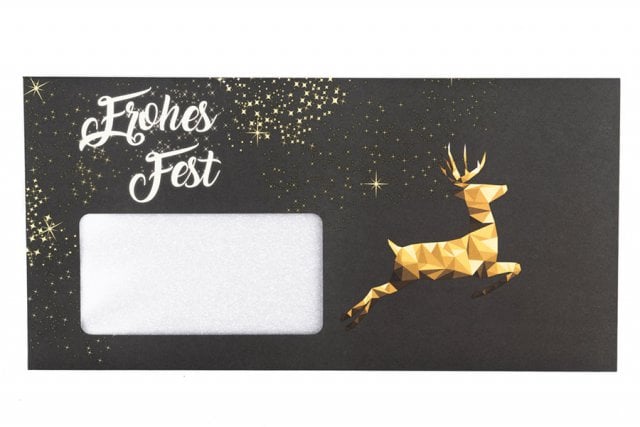 Envelopes DIN Long with Window, Dark Grey Print, Christmas Reindeer