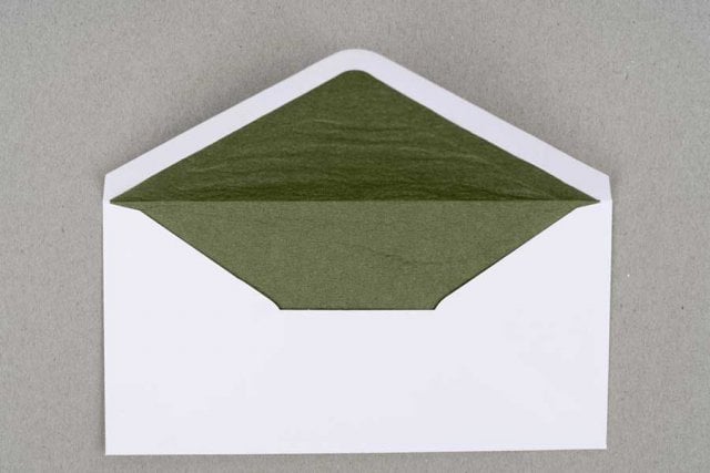 DIN long Envelopes, White with Green Lining