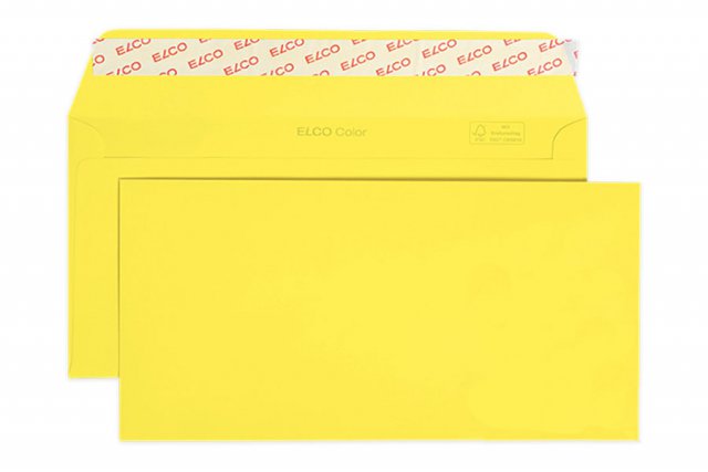 Elco DIN Long+ Self-Adhesive Envelopes, Intense Yellow
