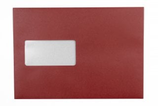 DIN C5 Self-Adhesive Envelopes with Window, Dark Red Print