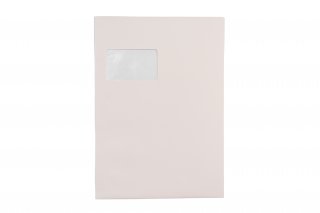 DIN C4 self-adhesive envelopes with window, Cream