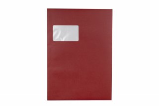 DIN C4 self-adhesive envelopes with window, Dark Red print