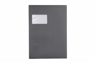 DIN C4 self-adhesive envelopes with window, Dark grey