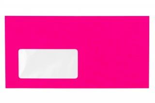 DIN Long Envelopes with Window, Neon Pink
