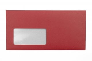 DIN Long Envelopes with Window, Red Print