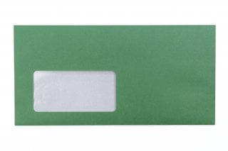 DIN Long Envelopes with Window, Green Print