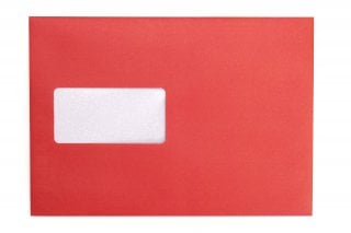 DIN C5 Self-Adhesive Envelopes with Window, Red Print