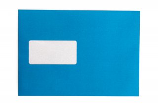 DIN C5 Self-Adhesive Envelopes with Window, Blue Print
