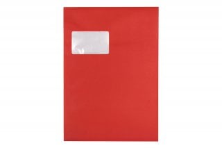DIN C4 self-adhesive envelopes with window, Red print