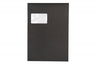DIN C4 self-adhesive envelopes with window, Black