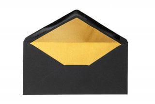 DIN long Envelopes, Black with Gold Lining
