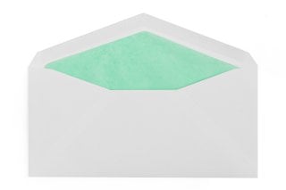 DIN long envelopes, white with turquoise lining