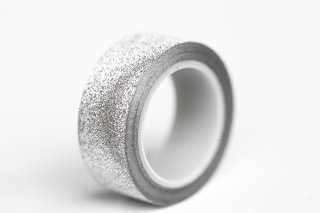 Glitter Tape Silver, 9m long, 15mm wide