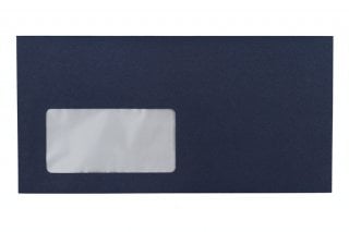 DIN Long Envelopes with Window, Dark Blue Print