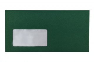 DIN Long Envelopes with Window, Dark Green Print