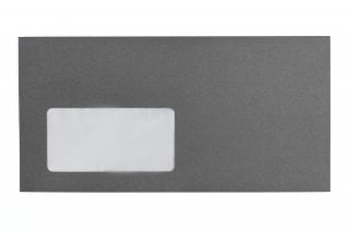 DIN Long Envelopes with Window, Dark Grey Print