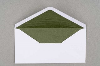 DIN long Envelopes, White with Green Lining