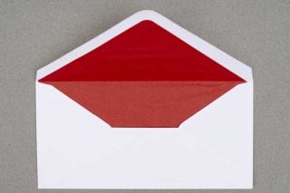 DIN long envelopes, White with Red lining